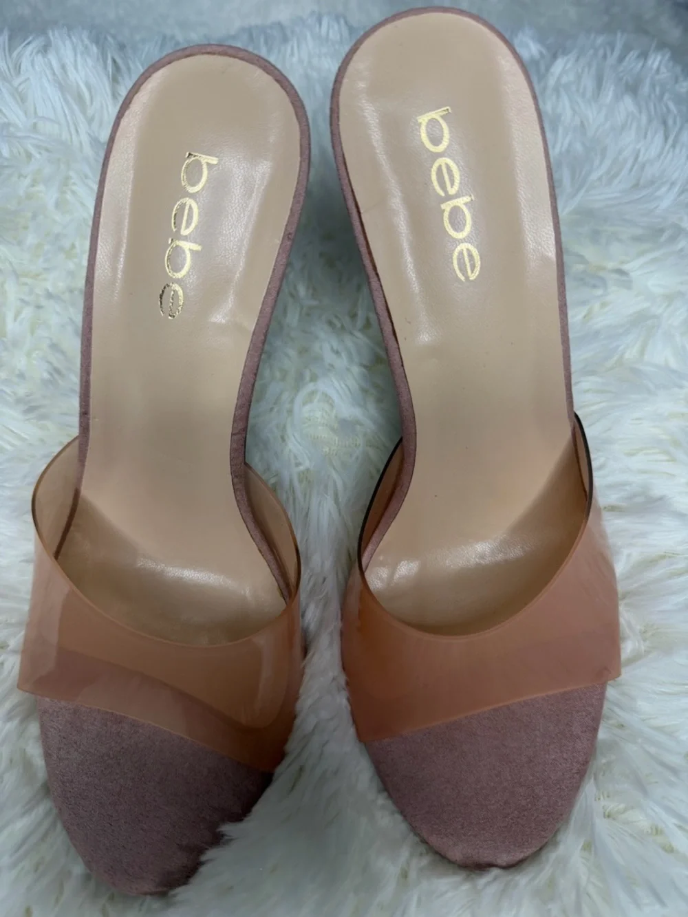 bebe Clear Strap Open-Toe Heels – Size 7.5 – Nude/Mauve Pre‑Loved - Picture 7 of 8